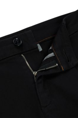 Relaxed-fit high-rise shorts in stretch cotton, Black