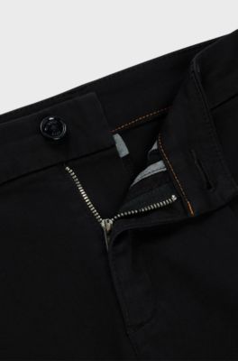 Relaxed-fit high-rise shorts in stretch cotton, Black