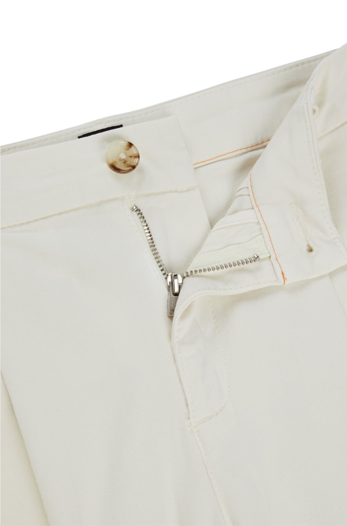 Relaxed-fit high-rise shorts in stretch cotton, Natural