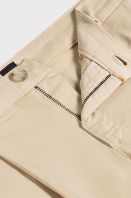 Relaxed-fit high-rise shorts in stretch cotton, Light Beige