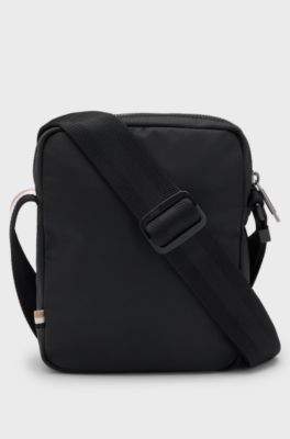 Textured crossbody bag with logo, Black