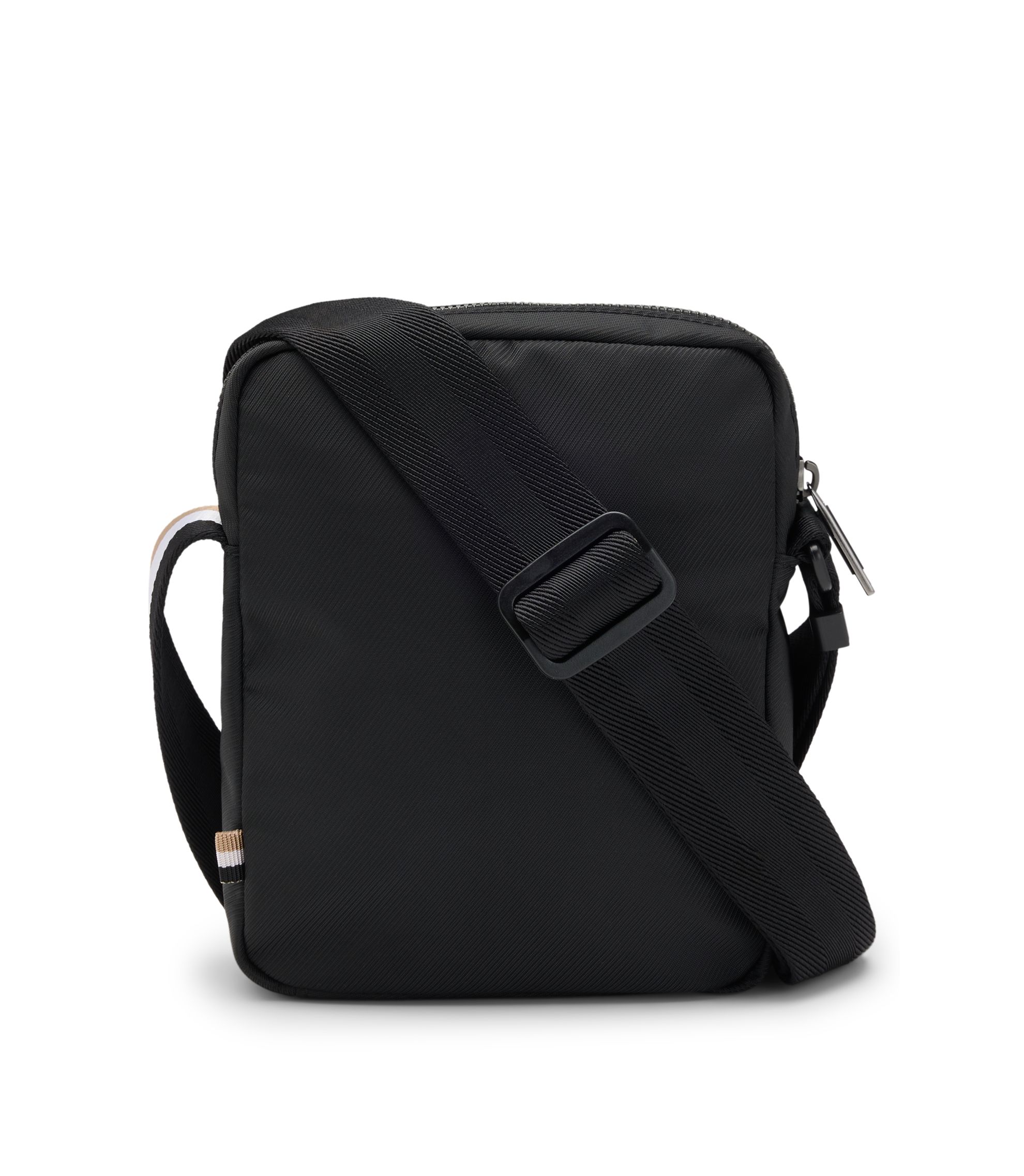 BOSS - Crossbody bag in structured fabric with raised logo - Black