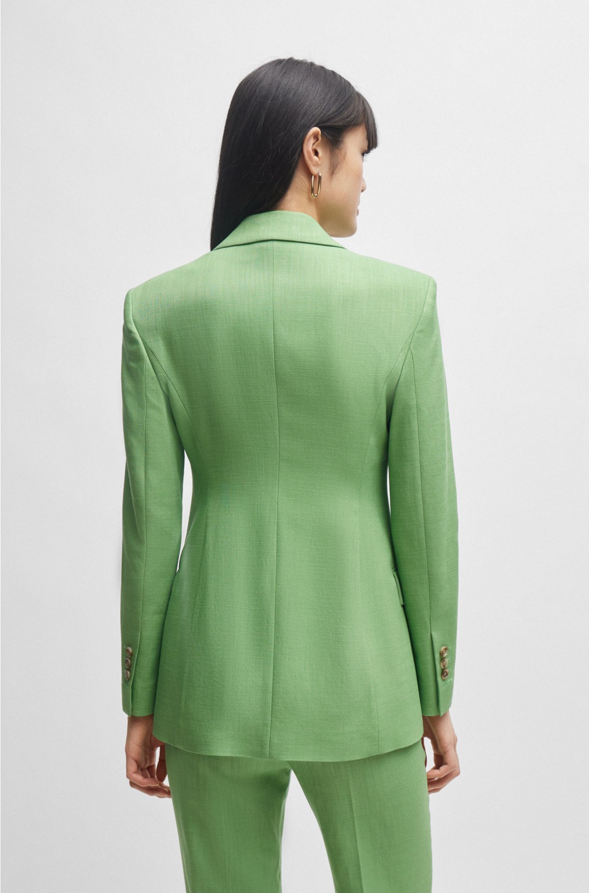 Single-breasted jacket in stretch fabric, Green