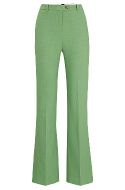 Slim-fit trousers with flared leg in stretch material