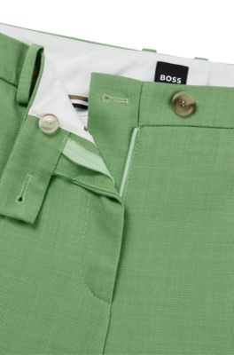 Slim-fit trousers with flared leg in stretch material, Green