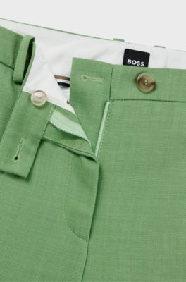 Slim-fit trousers with flared leg in stretch material, Green