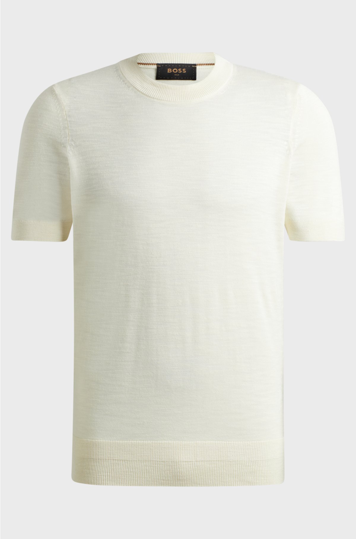 Short-sleeved sweater in Tussah silk, White