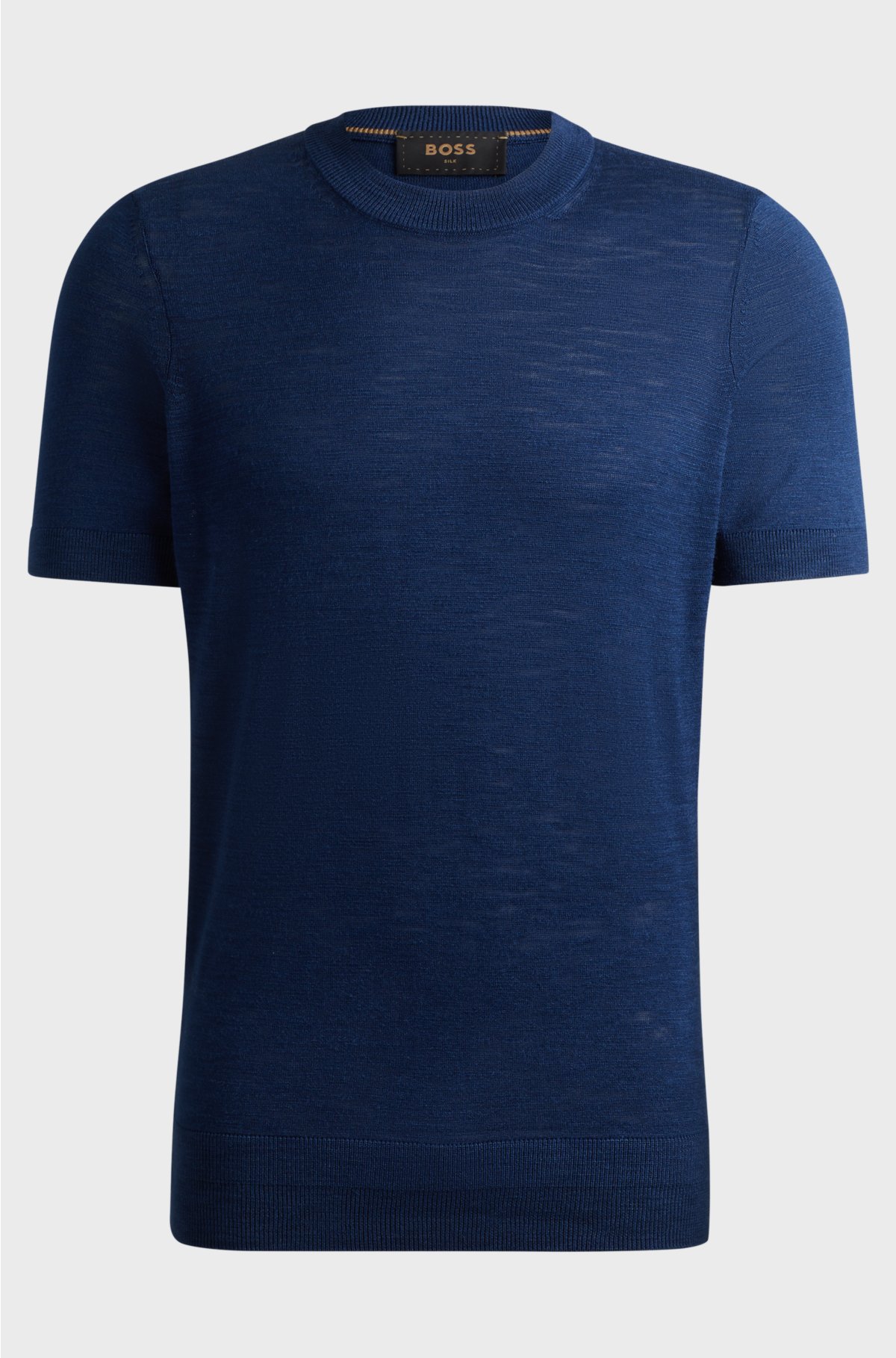 Short-sleeved sweater in Tussah silk, Dark Blue