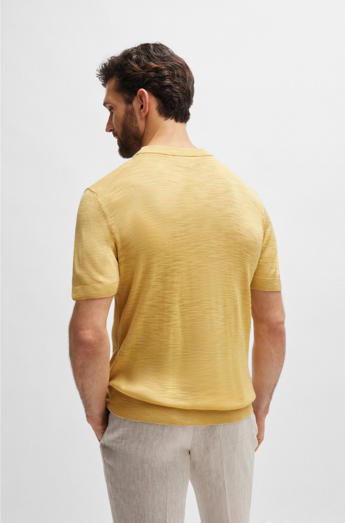 BOSS - Short-sleeved sweater in Tussah silk
