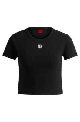 HUGO - コットンブレンド スリムフィットTシャツ スタックロゴ