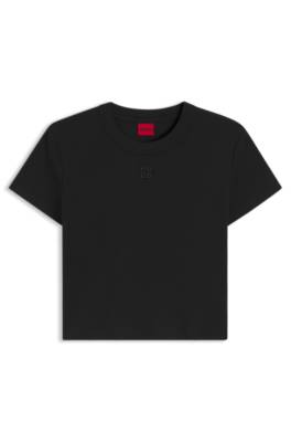 Hugo Cotton-blend slim-fit T-shirt with embroidered logo dam – bild 4