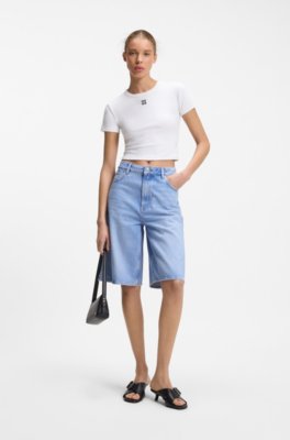 Hugo Cotton-blend slim-fit T-shirt with embroidered logo dam – bild 2