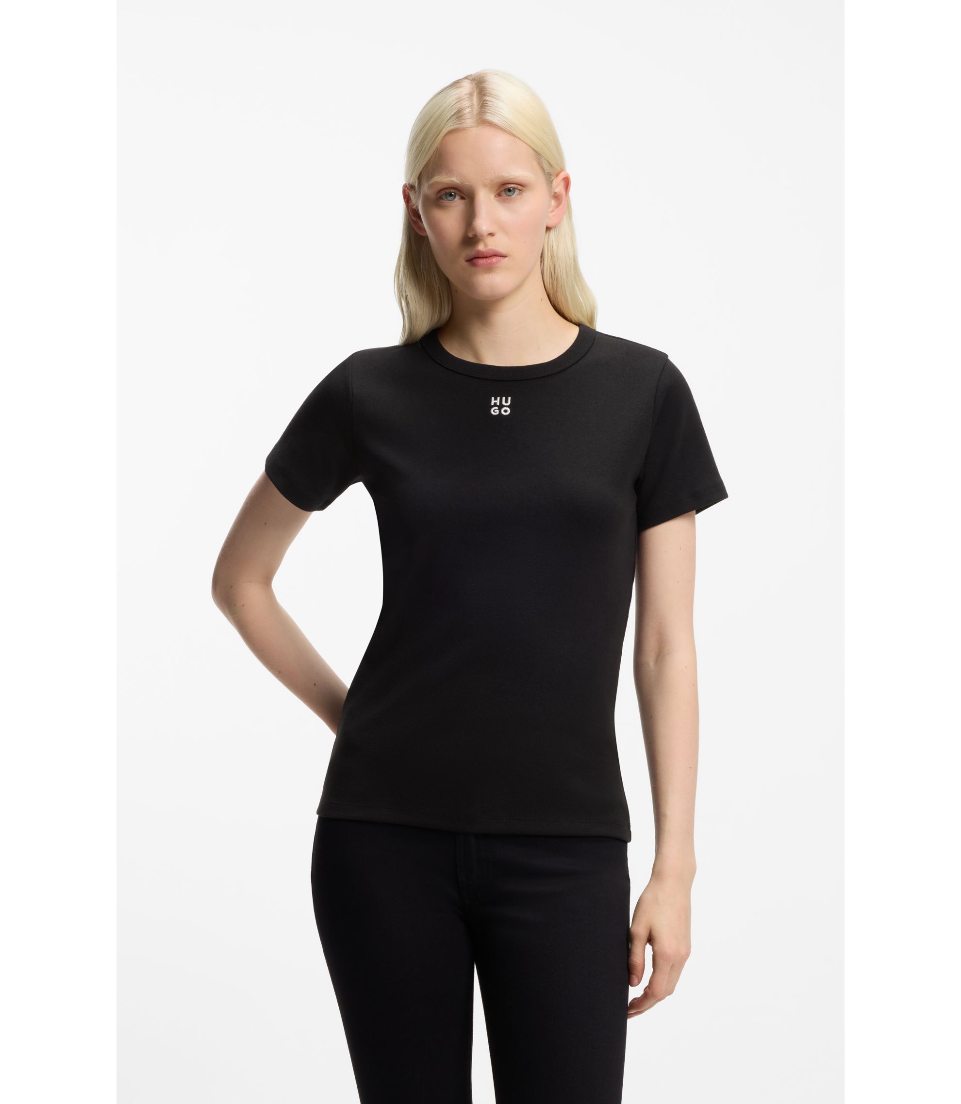 Fashion Black Basic T-Shirts for Women by HUGO BOSS