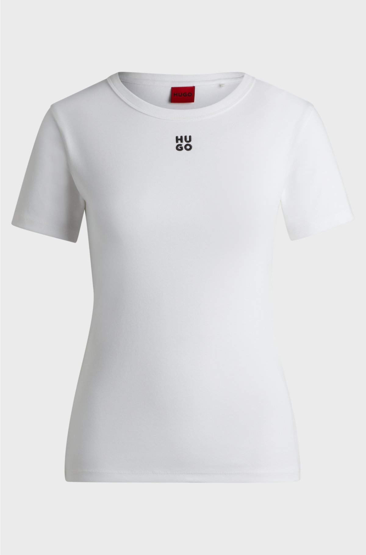 Cotton-blend T-shirt with embroidered stacked logo, White