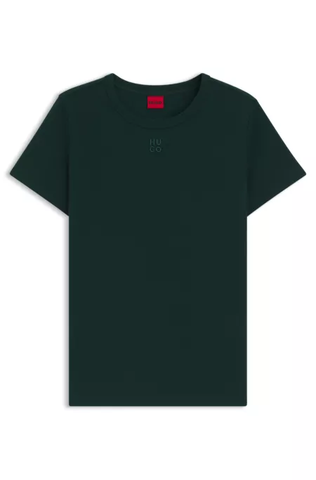 Regular-fit T-shirt with stacked-logo embroidery