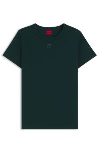 Cotton-blend T-shirt with stacked-logo embroidery, Dark Green