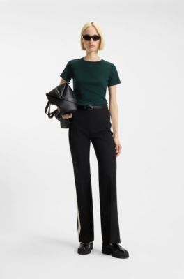 T-shirt Regular &agrave; logo revisit&eacute; brod&eacute;, Vert sombre