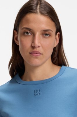 Hugo Regular-fit T-shirt with stacked-logo embroidery dam – bild 3