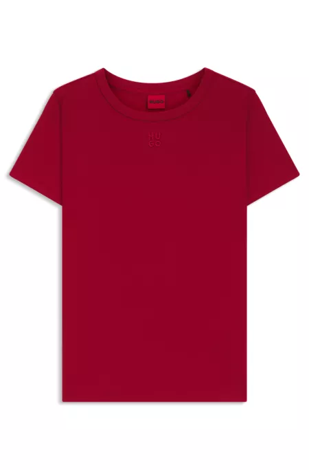Cotton-blend T-shirt with stacked-logo embroidery