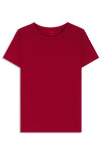 Cotton-blend T-shirt with stacked-logo embroidery, Red