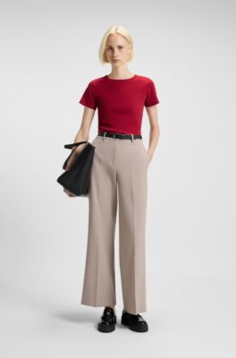 Regular-fit T-shirt met tweedelig logostiksel, Rood