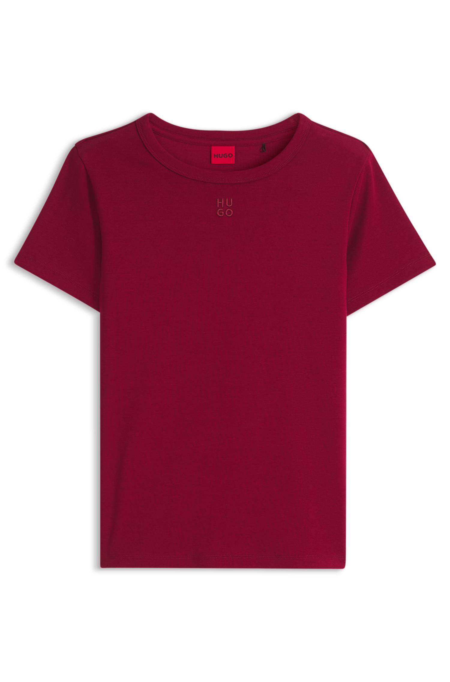 Hugo Regular-fit T-shirt with stacked-logo embroidery dam – bild 4