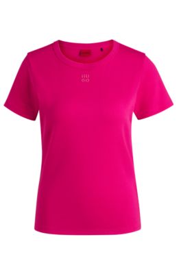 Regular-fit T-shirt met tweedelig logostiksel, Pink