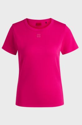 Regular-Fit T-Shirt mit gesticktem Stack-Logo, Pink