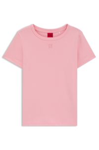 Cotton-blend T-shirt with stacked-logo embroidery, light pink