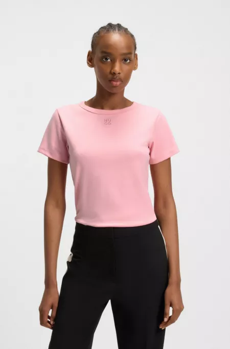 Cotton-blend T-shirt with stacked-logo embroidery