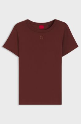 Regular fit T-shirt med broderad logga, Brun