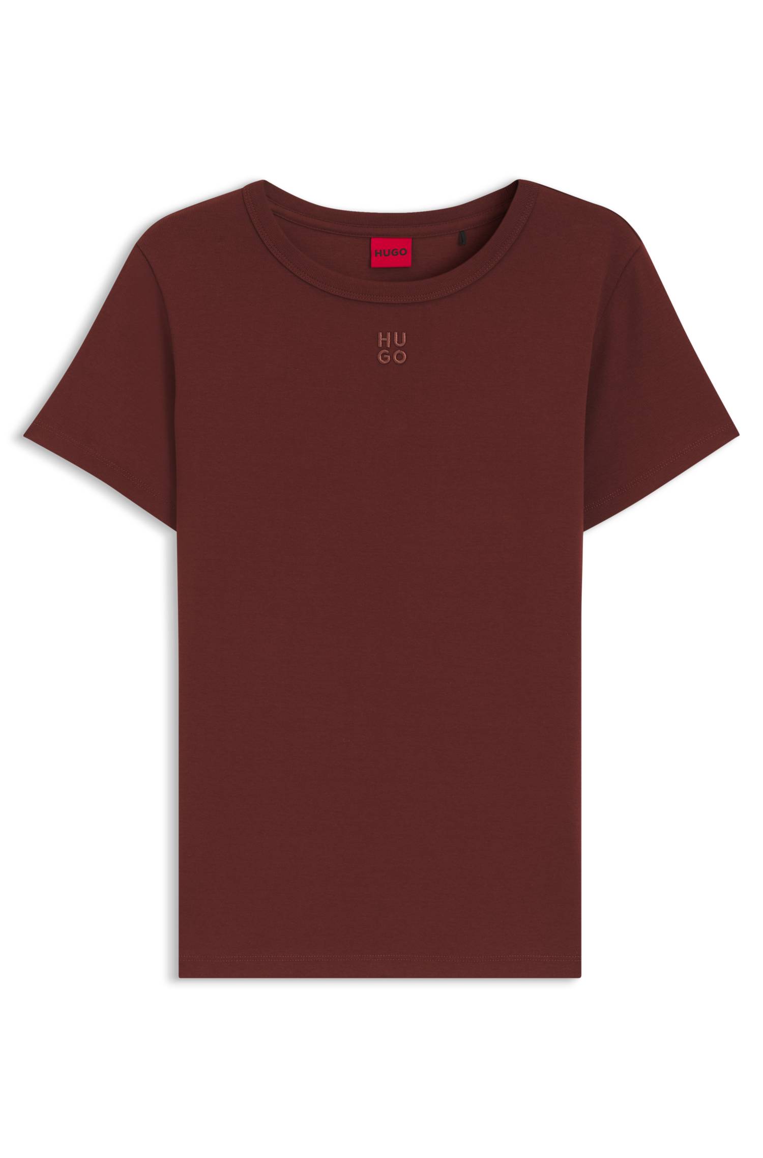 Hugo Regular-fit T-shirt with stacked-logo embroidery dam – bild 4