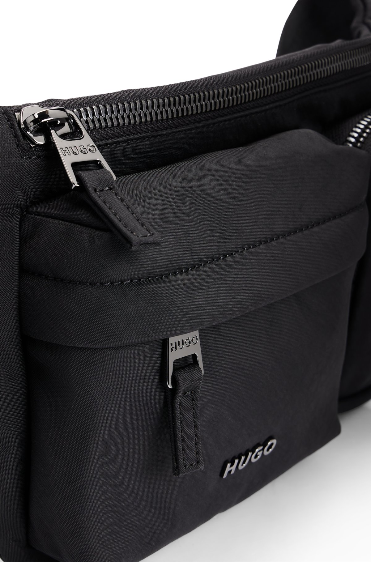Belt bag with branded adjustable strap and full lining, Black