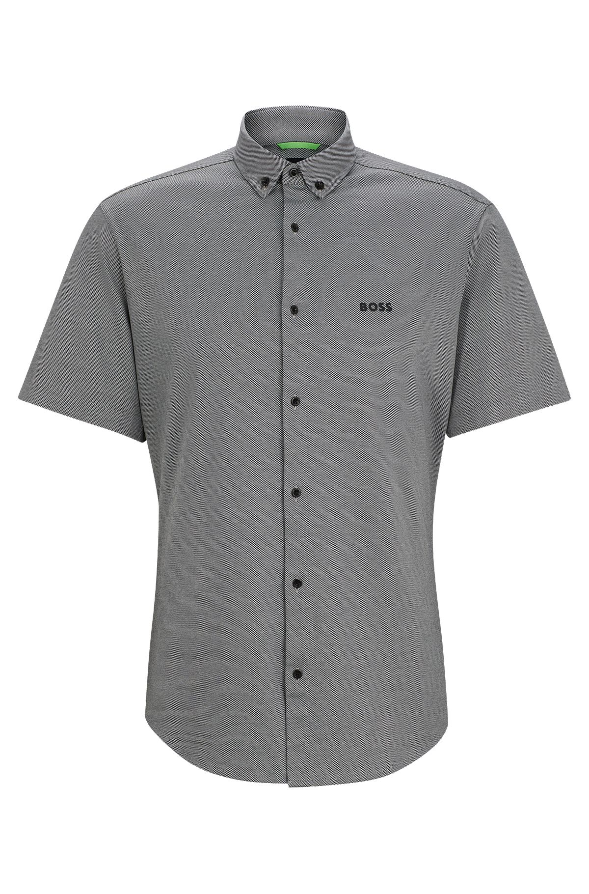 Regular-fit shirt in cotton piqué jersey, Light Grey