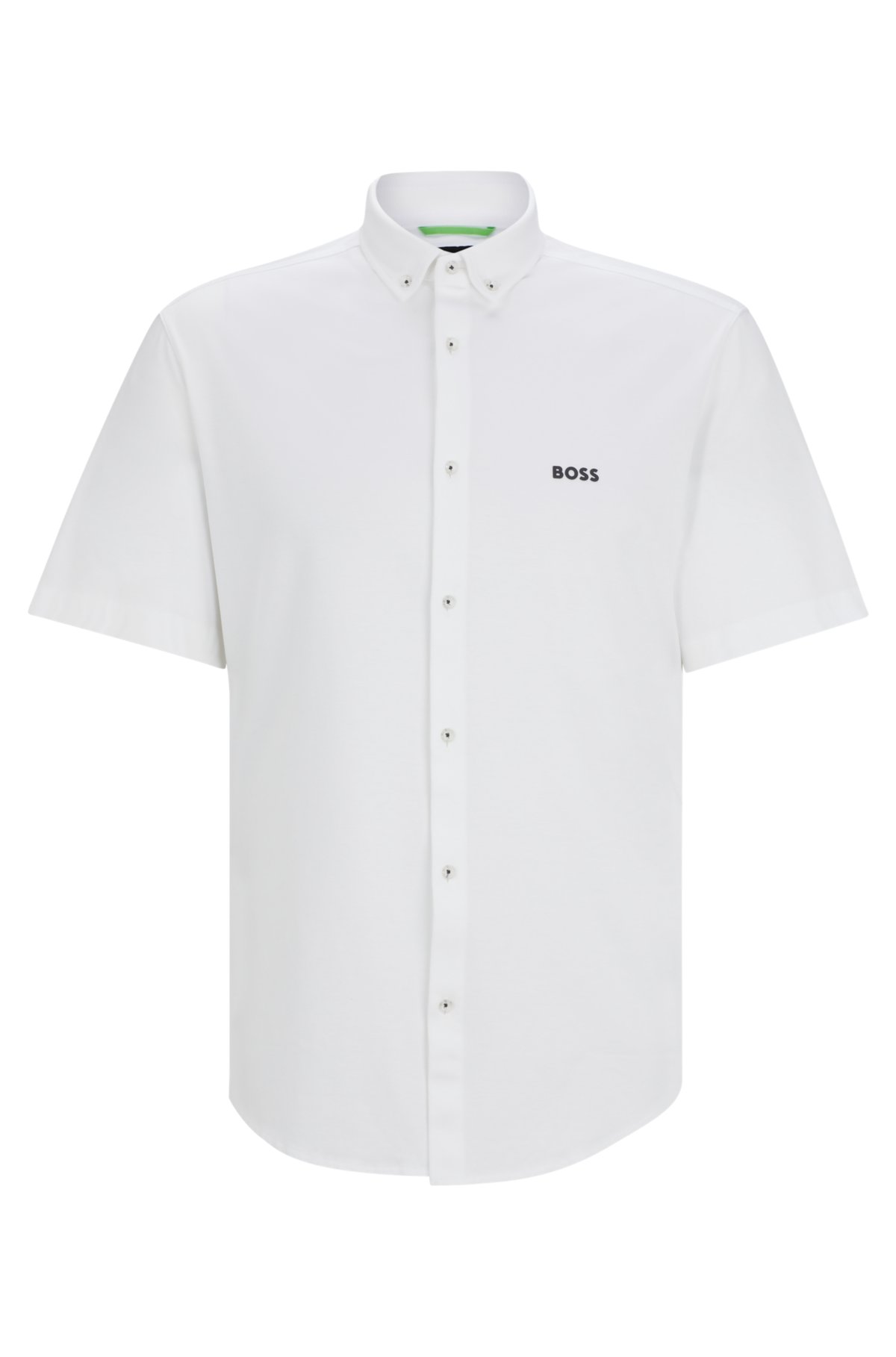 Regular-fit shirt in cotton piqué jersey, White
