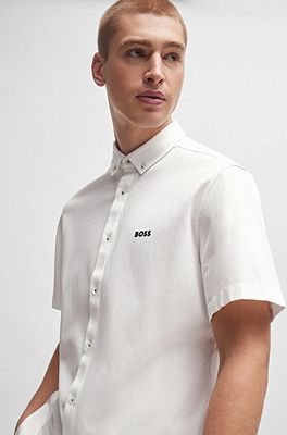 Hugo boss white short sleeve deals shirt