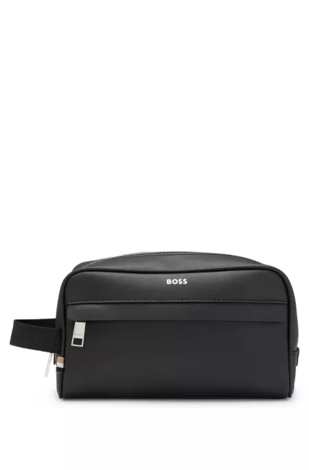 Washbag with polished silver hardware