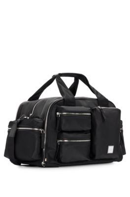 BOSS - Weekender mit mehreren Taschen und polierter Logo-Applikation