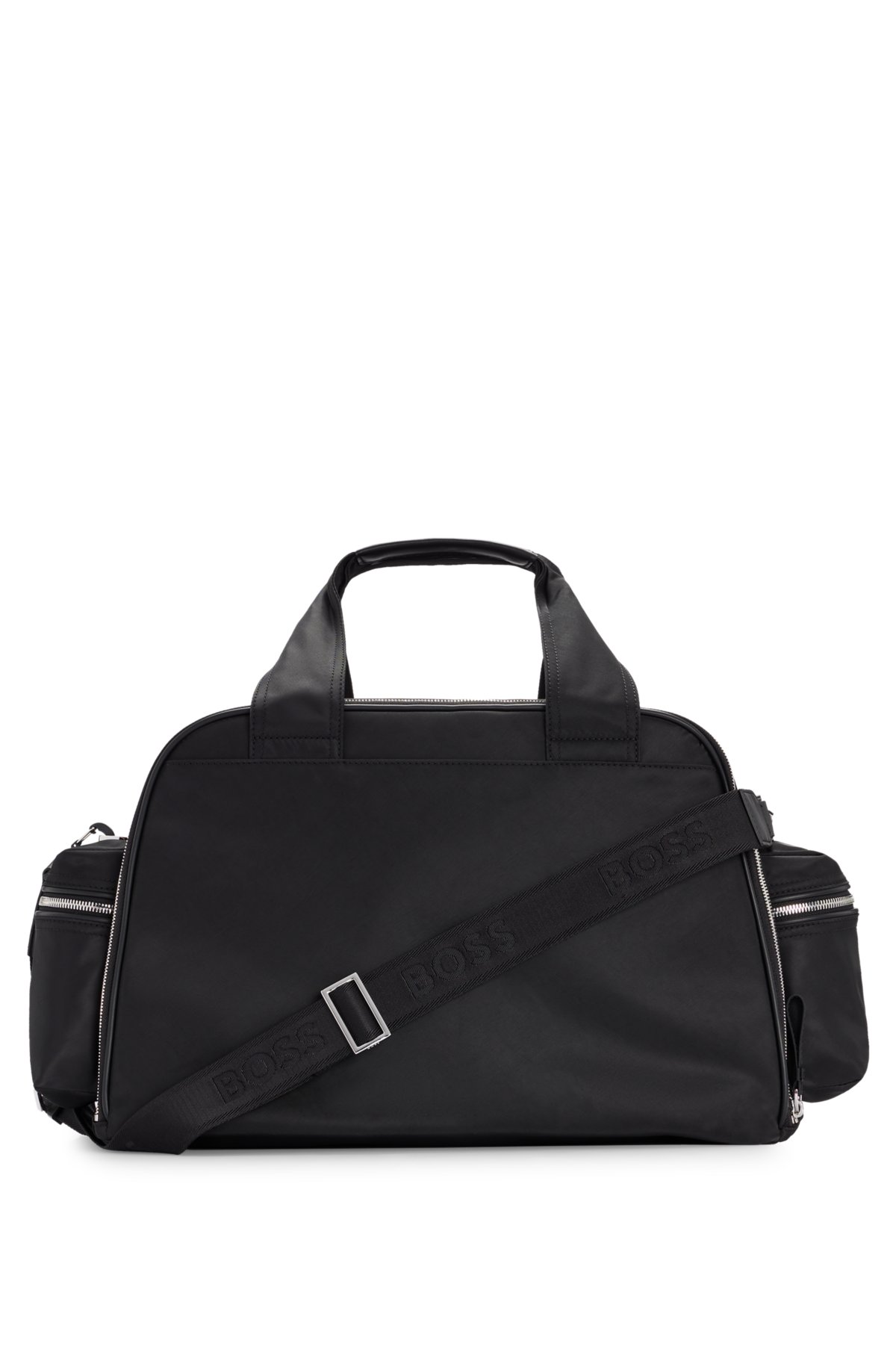 BOSS - Multi-pocket holdall with polished logo plate