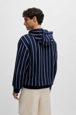 BOSS - シルケットコットン フーディ ストライプ＆ダブルモノグラム 