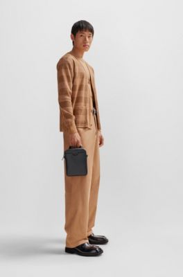 BOSS - Structured leather crossbody bag with logo lettering 