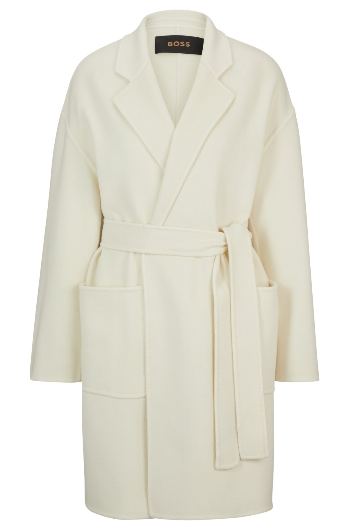 BOSS - Belted coat in virgin wool and cashmere