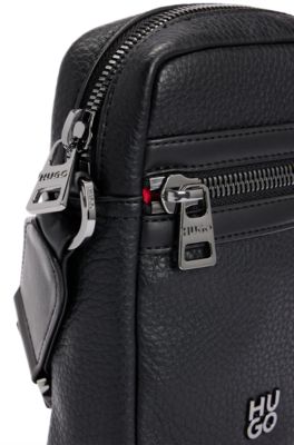 HUGO - Faux-leather reporter bag with stacked logo 