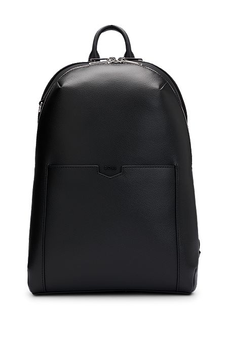 Leather backpack with detachable inner pouch, Black