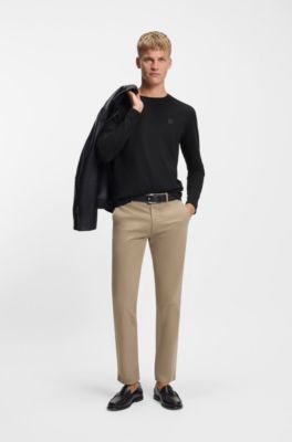 Maglia a maniche lunghe in cotone con patch con logo, Nero