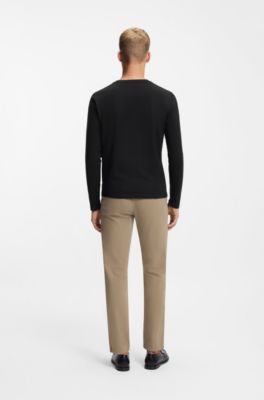 T-shirt &agrave; manches longues en coton avec &eacute;cusson &agrave; logo, Noir