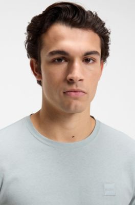 Cotton-jersey T-shirt with logo patch, Light Grey