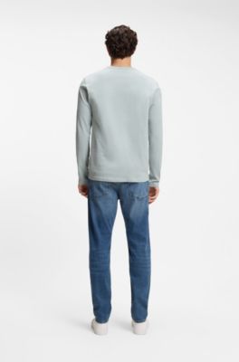 Long-sleeved T-shirt in cotton with logo patch, Light Grey