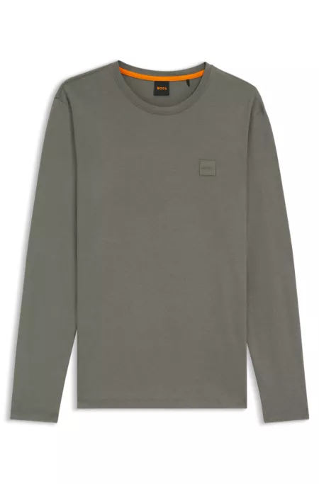 Long-sleeved T-shirt in cotton with logo patch
