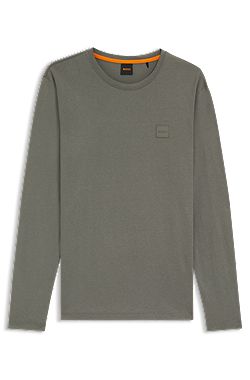 Long-sleeved T-shirt in cotton with logo patch